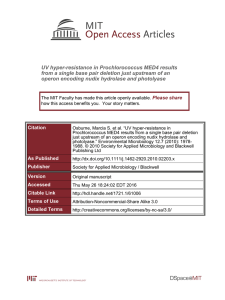 UV hyper-resistance in Prochlorococcus MED4 results
