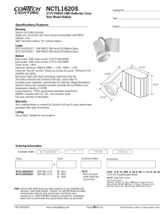 NCTL1620S 277V PAR20 CMH Reflector Cone Side Mount Ballast Specifications/Features