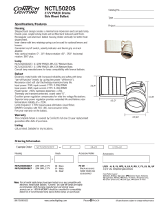 NCTL5020S 277V PAR20 Drama Side Mount Ballast Specifications/Features