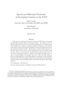 Special and Differential Treatment of Developing Countries in the WTO ∗ Paola Conconi