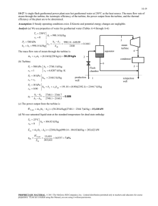 Geothermal Power Plant Solution: Thermodynamics Analysis