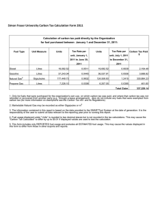 Simon Fraser University Carbon Tax Calculation Form 2011