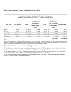 Simon Fraser University Carbon Tax Calculation Form 2010