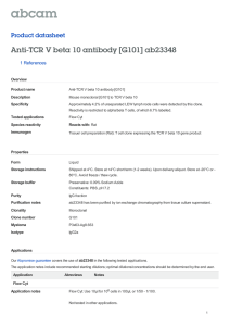 Anti-TCR V beta 10 antibody [G101] ab23348 Product datasheet 1 References Overview