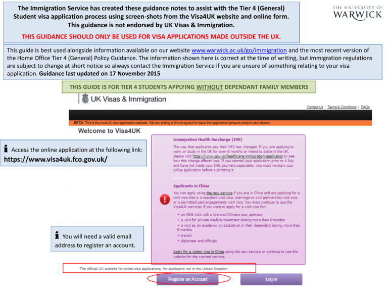 The Immigration Service Has Created These Guidance Notes To Assist Student Visa Application Process Using Screen Shots From The Visa4uk Website