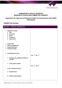 HUMANITIES &amp; SOCIAL SCIENCES RESEARCH ETHICS SUB-COMMITTEE (HSSREC)