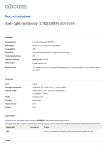 Anti-IgM antibody [CH2] (HRP) ab79524 Product datasheet Overview Product name