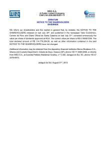WEG S.A. A Public Listed Company CNPJ 84.429.695/0001-11
