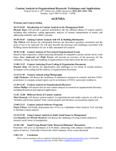 AGENDA Content Analysis in Organizational Research: Techniques and Applications