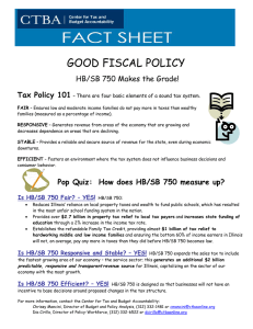GOOD FISCAL POLICY HB/SB 750 Makes the Grade!  Tax Policy 101