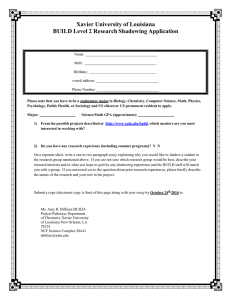 Xavier University of Louisiana BUILD Level 2 Research Shadowing Application