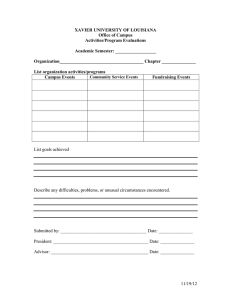 XAVIER UNIVERSITY OF LOUISIANA Office of Campus Activities/Program Evaluations