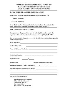 OPTIONS FOR TRANSFERING FUNDS TO XAVIER UNIVERSITY OF LOUISIANA
