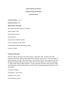 Xavier University of Louisiana  Archives and Special Collections  Accession Record   
