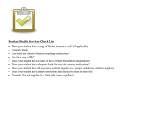 Student Health Services Check List