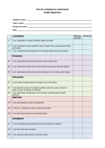 Can-do competence statements Arabic Beginners