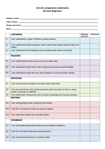 Can-do competence statements German Beginners