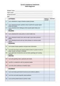 Can-do competence statements Italian Beginners