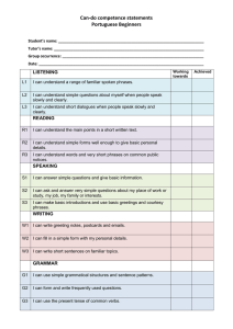 Can-do competence statements Portuguese Beginners