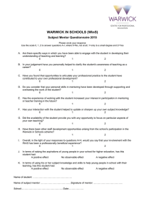 WARWICK IN SCHOOLS (WinS) Subject Mentor Questionnaire 2015