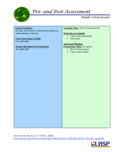 Pre/post assessment of student knowledge and understanding of the Sun
