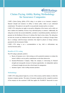Claims Paying Ability Rating Methodology for Insurance Companies