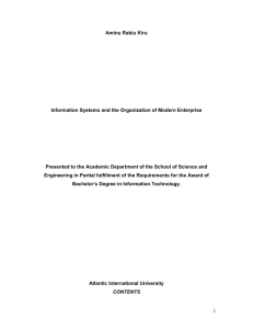 Aminu Rabiu Kiru Information Systems and the Organization of Modern Enterprise