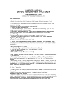 CISM Coordinator/Leader Checklist: Roles & Responsibilities