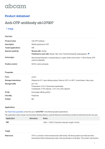 Anti-OTP antibody ab127007 Product datasheet 1 Image