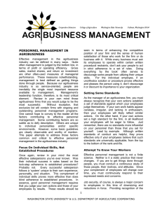 PERSONNEL MANAGEMENT IN AGRIBUSINESS