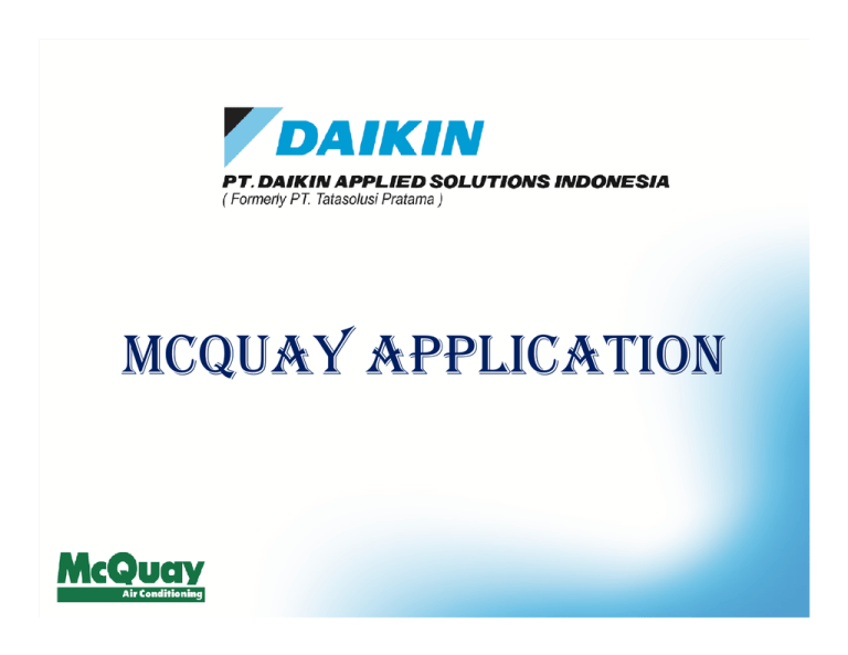 MCQUAY APPLICATION