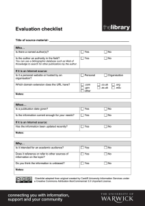 Evaluation checklist  Title of source material: _________________________________________________ Who…
