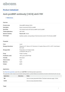 Anti-proBNP antibody [15C4] ab51789 Product datasheet 1 References Overview
