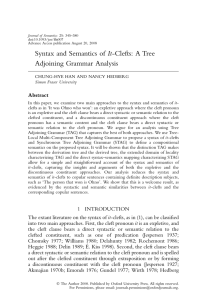 It-Clefts: A Tree Syntax and Semantics of Adjoining Grammar Analysis Abstract