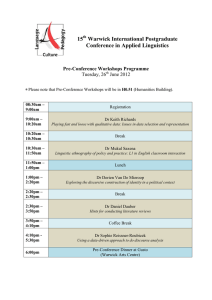 15 Warwick International Postgraduate Conference in Applied Linguistics