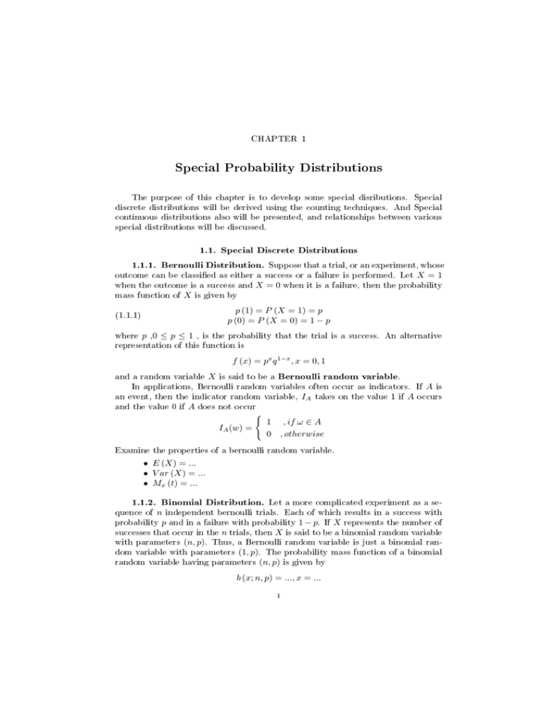 Special Probability Distributions