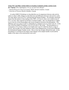 Using F10.7 and Other Activity Indices to Examine Continuity of... Ken Tapping  National Research Council of Canada, DRAO, British Columbia, Canada