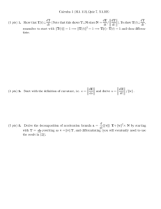 Calculus 3 (MA 113),Quiz 7, NAME: ° dT