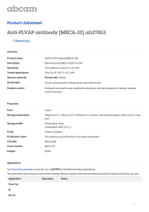 Anti-PLVAP antibody [MECA-32] ab27853 Product datasheet 3 References Overview
