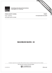 MAXIMUM MARK: 30 www.XtremePapers.com Cambridge International Examinations 1342/01