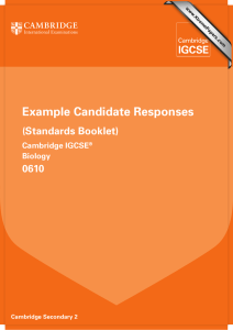 IGCSE Biology Candidate Responses: Standards Booklet