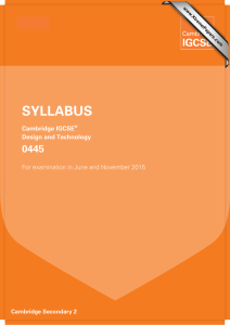 Cambridge IGCSE Design & Technology Syllabus 2015