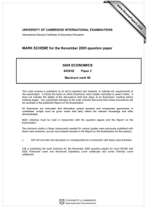 MARK SCHEME for the November 2005 question paper  0455 ECONOMICS www.XtremePapers.com