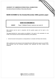 0455 ECONOMICS  MARK SCHEME for the October/November 2006 question paper