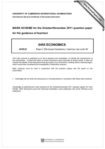 0455 ECONOMICS  MARK SCHEME for the October/November 2011 question paper