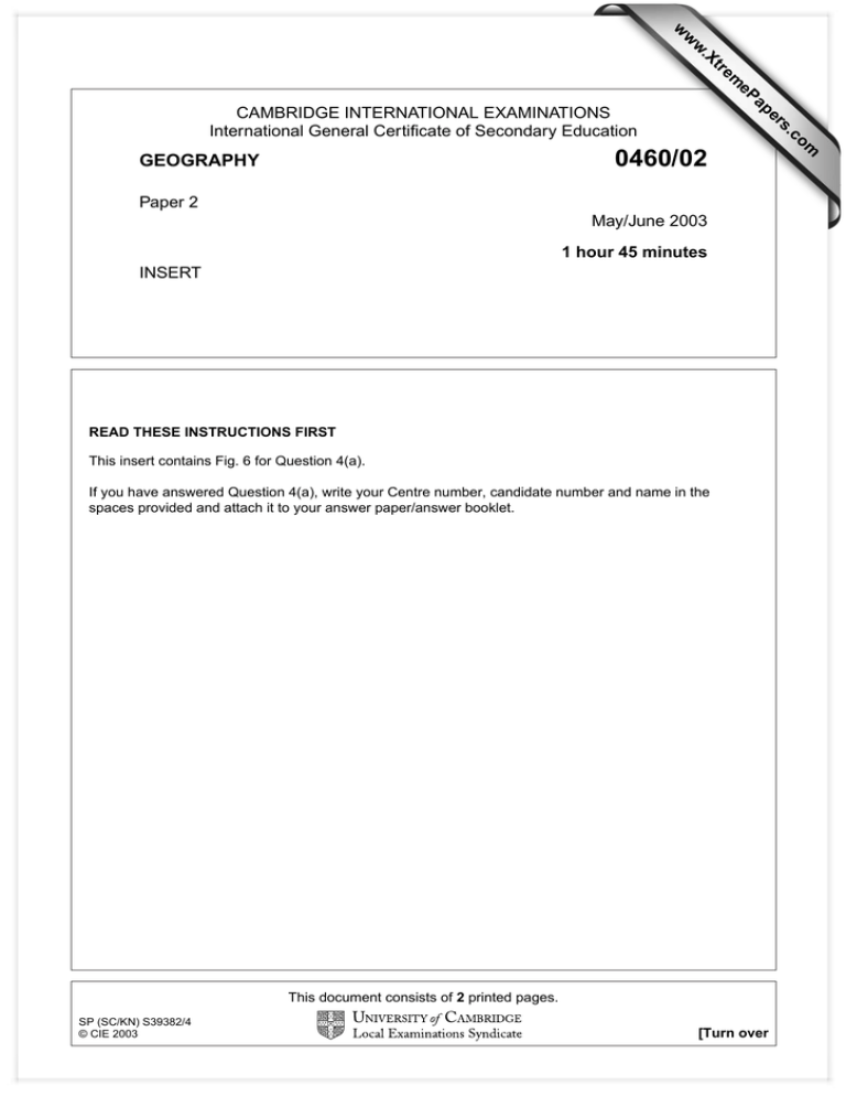 IGCSE Geography Paper 2 Insert: Tropical Rainforest Data