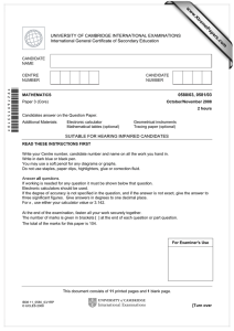 IGCSE Mathematics Exam Paper 3 (Core) - 2008
