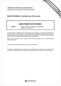 0448 PAKISTAN STUDIES  MARK SCHEME for the May/June 2014 series