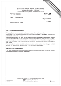 CAMBRIDGE INTERNATIONAL EXAMINATIONS General Certificate of Education www.XtremePapers.com