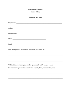Department of Economics Hunter College  Internship Data Sheet